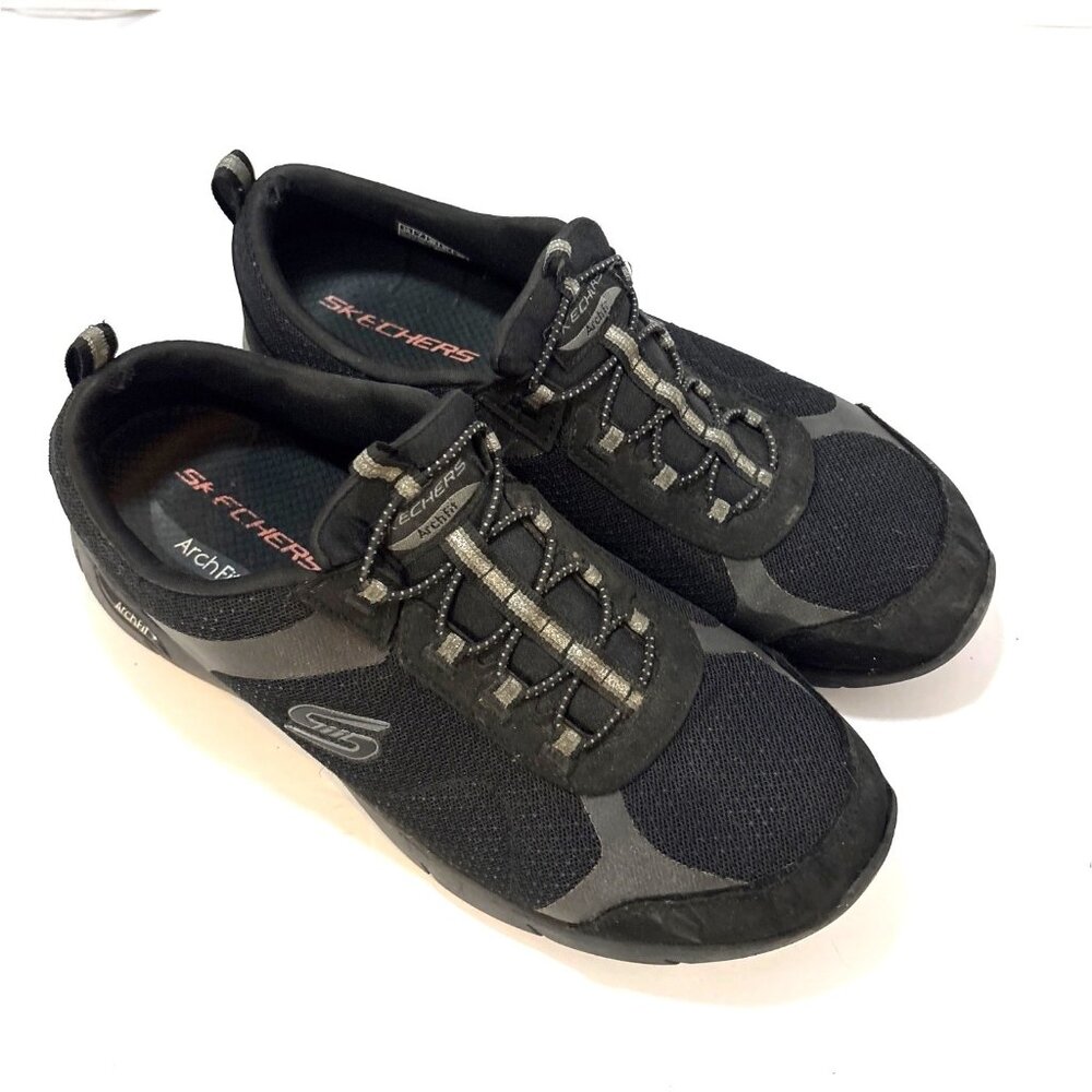 Skechers Arch Fit Slip-On Black Comfort Walking Shoes Size 10 US/7 UK